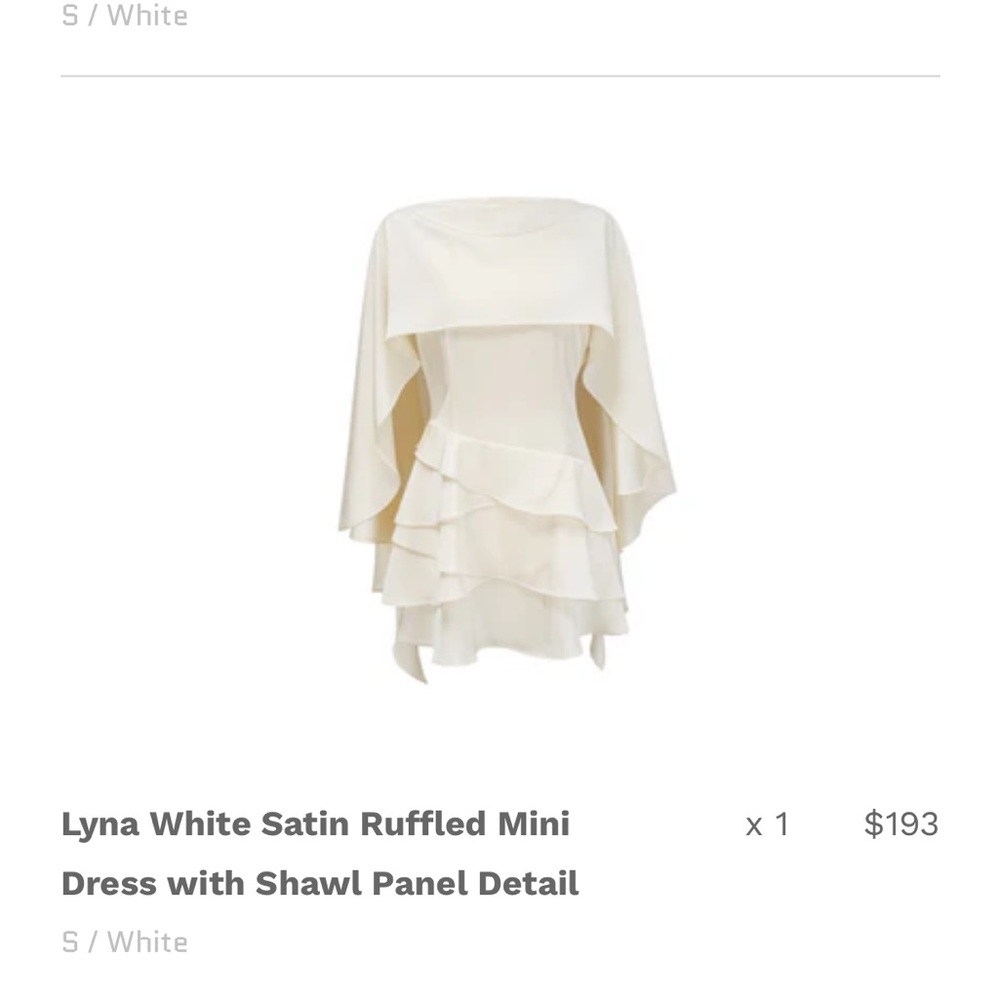Lyna White Satin Ruffled Mini Dress